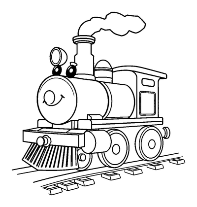 Steam Train Colouring Page (Toddler, Bold & Easy)