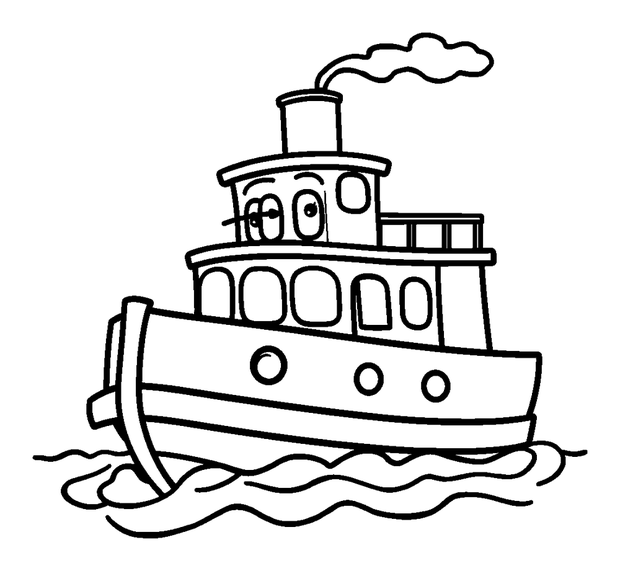 Steamboat colouring page — free printable for kids