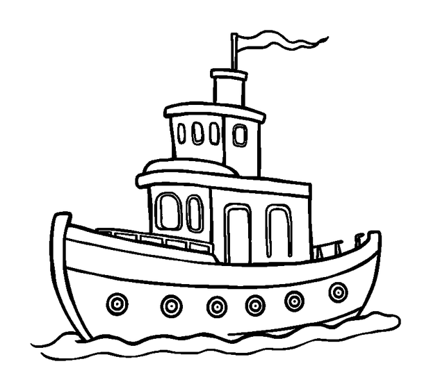 Steamboat colouring page — free printable for kids