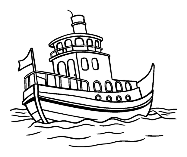 Steamboat colouring page — free printable for toddlers