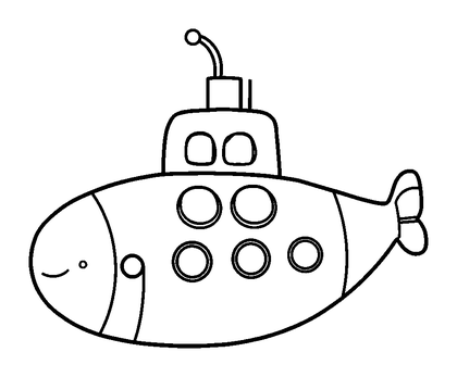 Submarine Colouring Page (Kids, Bold & Easy)