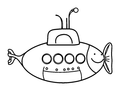 Submarine Colouring Page (Toddler, Bold & Easy)
