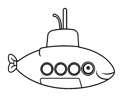 Submarine Colouring Page (Toddler, Bold & Easy)