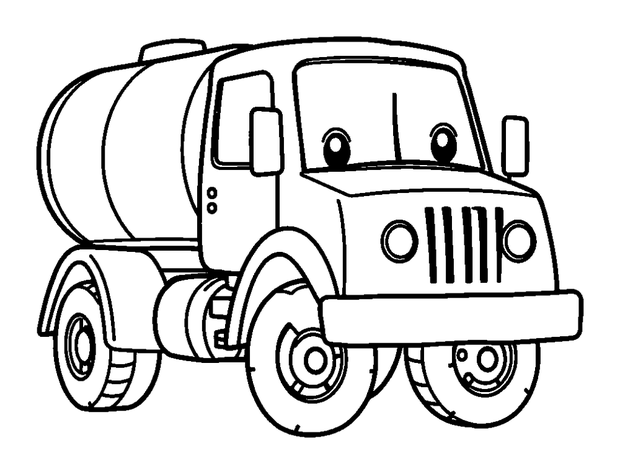 Tanker Truck colouring page — free printable for kids