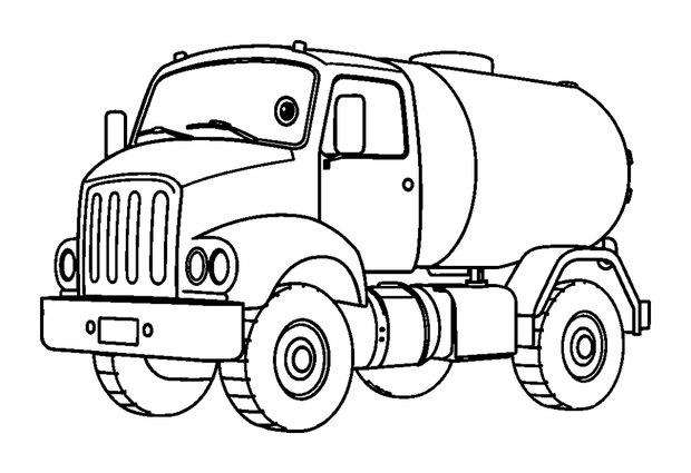 Tanker Truck colouring page — free printable for toddlers