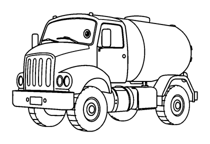 Tanker Truck Colouring Page (Toddler, Bold & Easy)