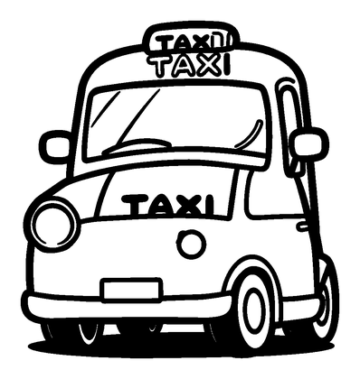 Taxi Colouring Page (Kids, Bold & Easy)
