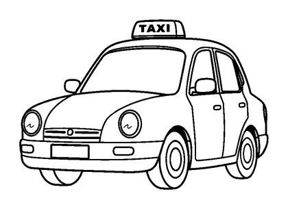 Taxi Colouring Page (Toddler, Bold & Easy)