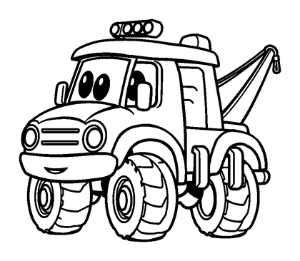 Tow Truck Colouring Page (Kids, Bold & Easy)