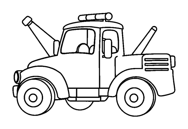 Tow Truck colouring page — free printable for kids