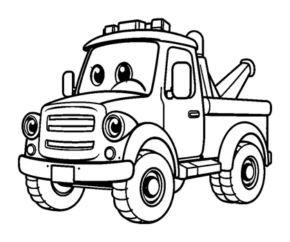 Tow Truck Colouring Page (Kids, Standard)