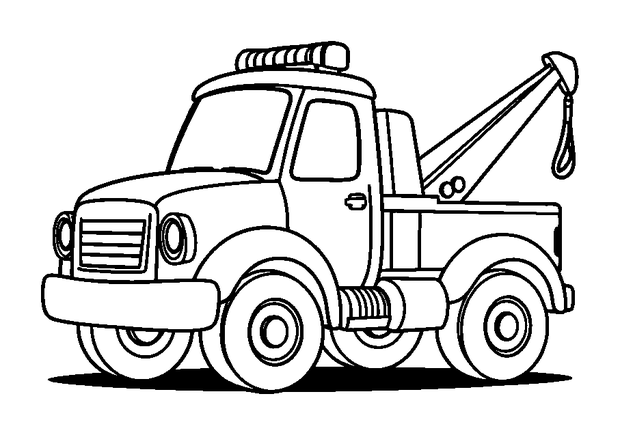 Tow Truck colouring page — free printable for kids