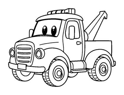 Tow Truck Colouring Page (Toddler, Bold & Easy)