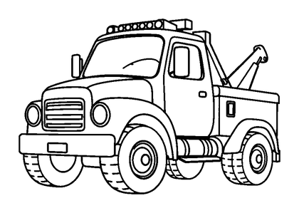 Tow Truck Colouring Page (Toddler, Bold & Easy)