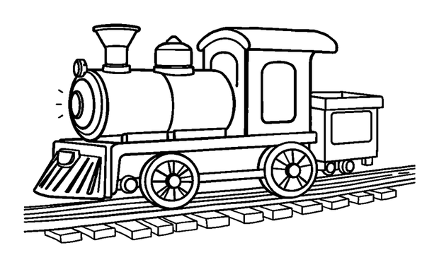 Toy Train Set colouring page — free printable for kids