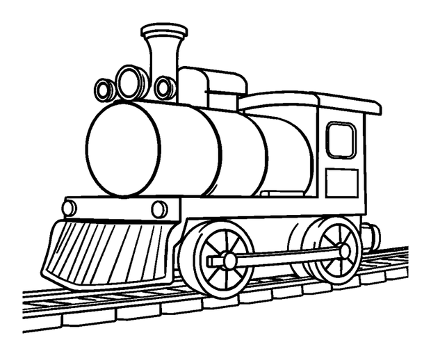 Toy Train Set colouring page — free printable for kids
