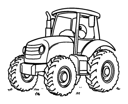 Tractor Colouring Page (Toddler, Bold & Easy)