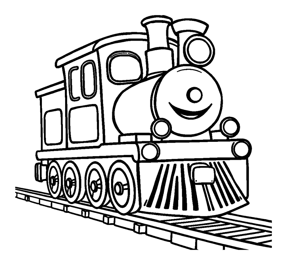 Train colouring page — free printable for toddlers