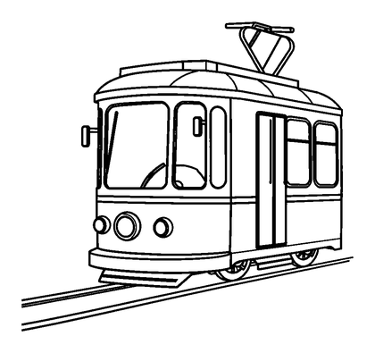 Tram Colouring Page (Kids, Bold & Easy)