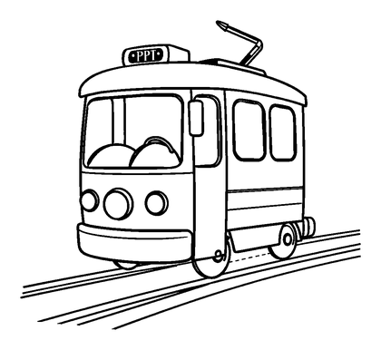 Tram Colouring Page (Kids, Standard)