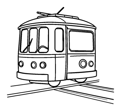 Tram Colouring Page (Toddler, Bold & Easy)