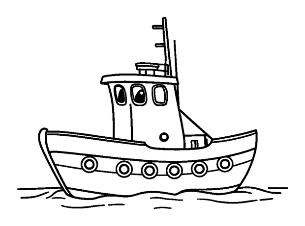 Trawler colouring page — free printable for kids