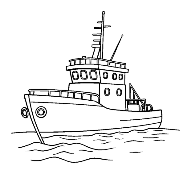 Trawler colouring page — free printable for toddlers