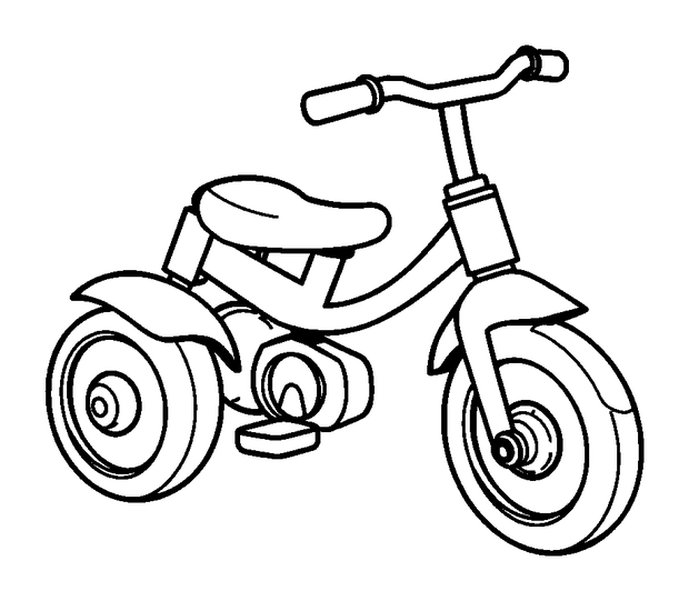 Tricycle colouring page — free printable for kids