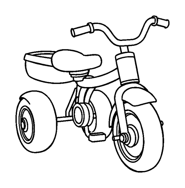 Tricycle colouring page — free printable for toddlers