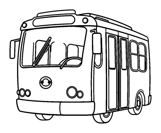 Trolleybus colouring page — free printable for kids