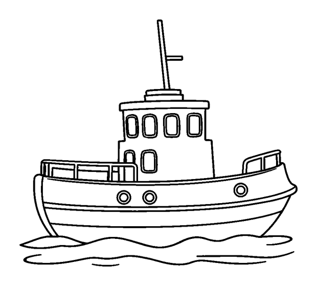 Tugboat colouring page — free printable for kids