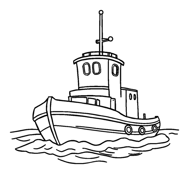 Tugboat colouring page — free printable for toddlers