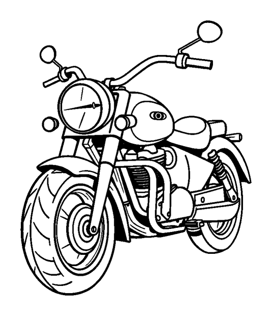 Vintage Motorcycle colouring page — free printable for kids