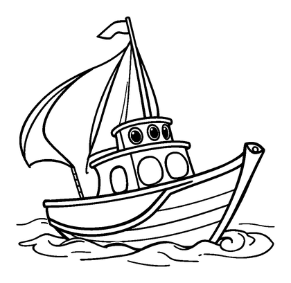 Yacht Colouring Page (Kids, Bold & Easy)