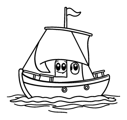 Yacht Colouring Page (Kids, Standard)