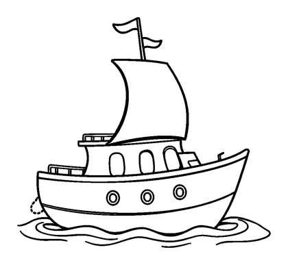 Yacht Colouring Page (Toddler, Bold & Easy)