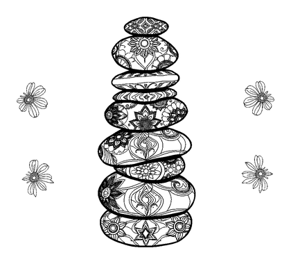 Balance Stones Colouring Page (Adults, Intricate)