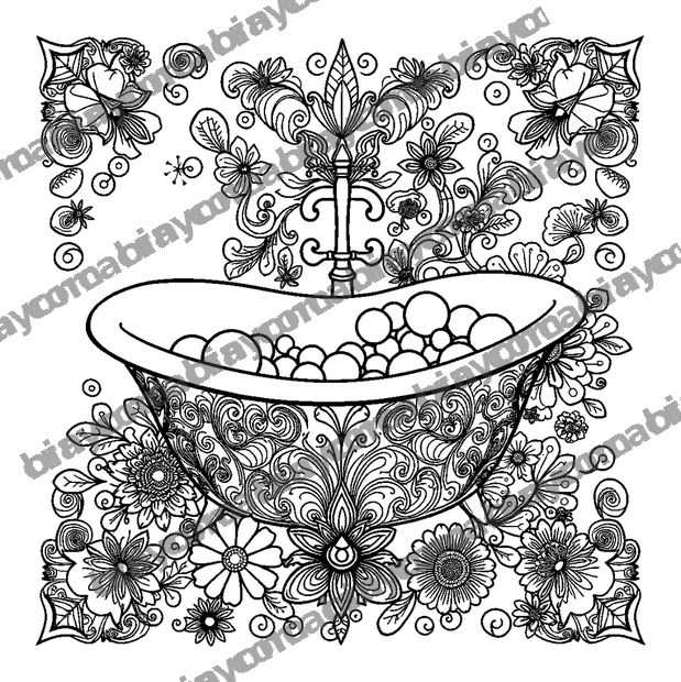 Bubble Bath Relax colouring page — free printable for adults