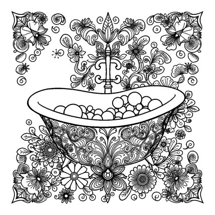 Bubble Bath Relax Colouring Page (Adults, Intricate)