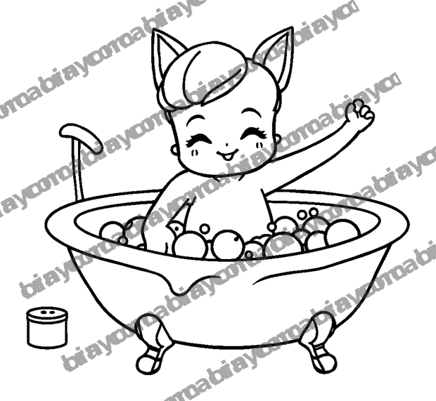 Bubble Bath Relax colouring page — free printable for teens