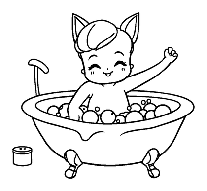 Bubble Bath Relax Colouring Page (Teens, Standard)
