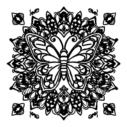 Butterfly Mandala Colouring Page (Adults, Intricate)