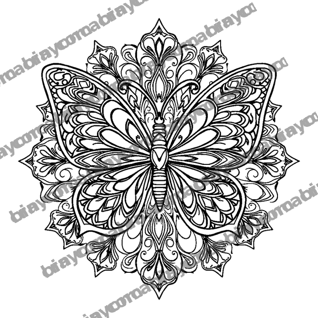 Butterfly Mandala colouring page — free printable for adults
