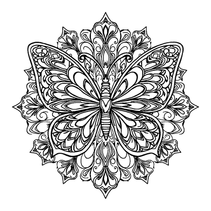 Butterfly Mandala Colouring Page (Adults, Intricate)