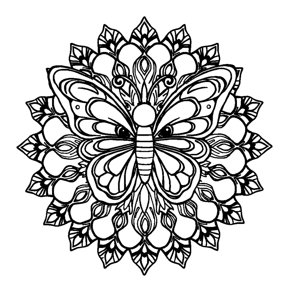 Butterfly Mandala colouring page — free printable for adults