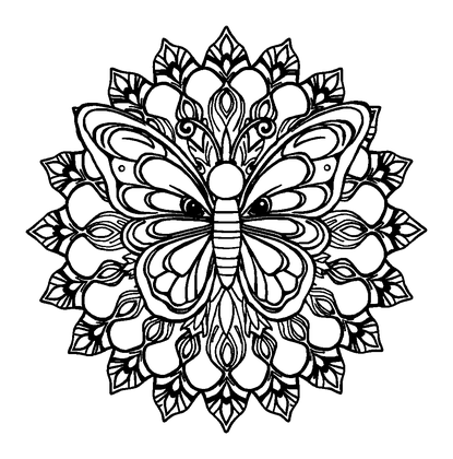 Butterfly Mandala Colouring Page (Adults, Standard)