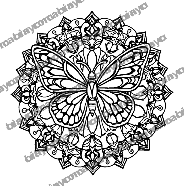 Butterfly Mandala colouring page — free printable for adults
