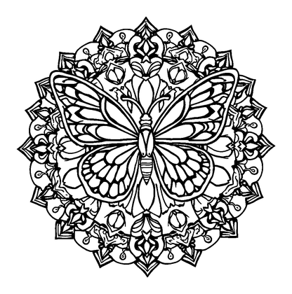 Butterfly Mandala Colouring Page (Adults, Standard)