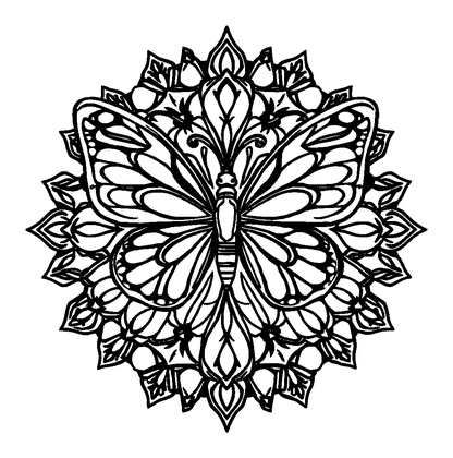 Butterfly Mandala Colouring Page (Teens, Standard)
