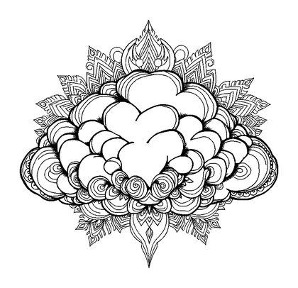 Calm Cloud Colouring Page (Adults, Intricate)